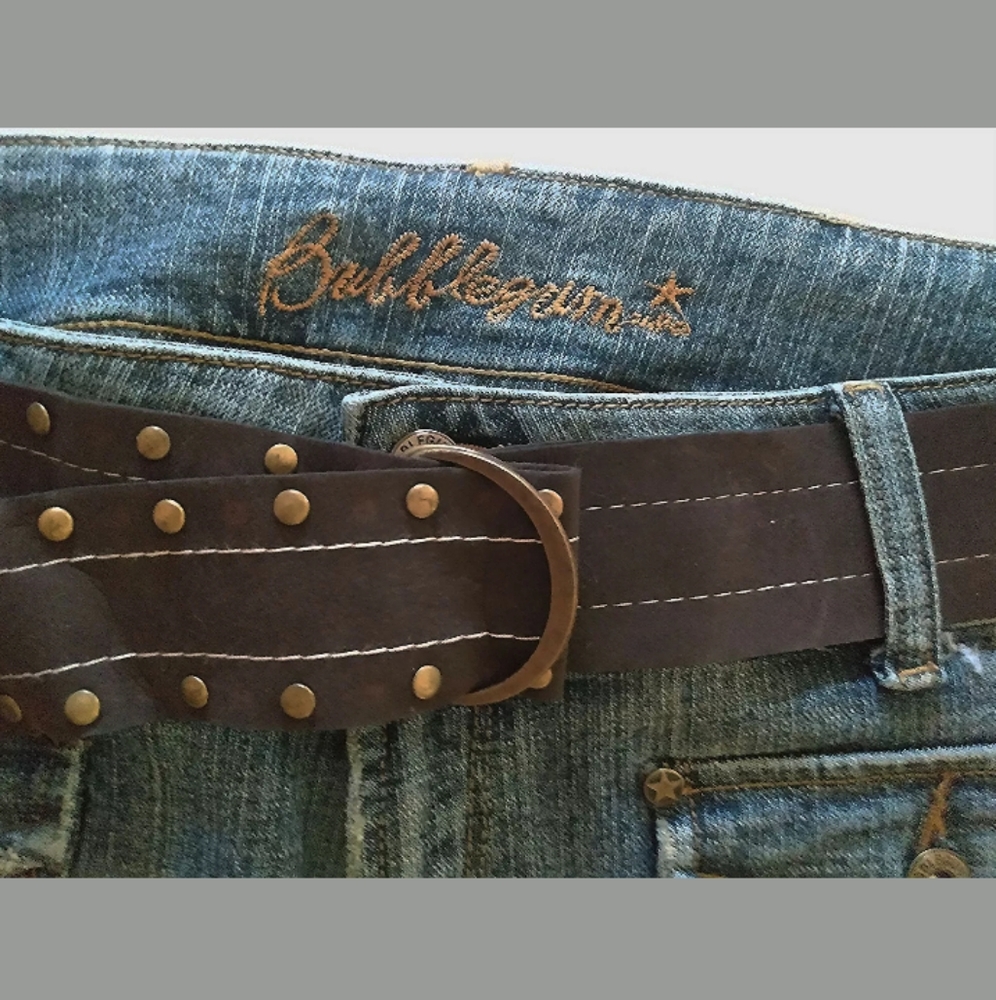 Bubblegum Jeans Vtg Embroidered Ribbed Faded Wash